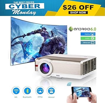 Amazon.com: Proyector, Proyector Bluetooth inalámbrico 5000 ...