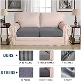 BellaHills Stretch Sofa Cushion Cover Grey Jacquard Fabric Elastic Bottom 2 view 3