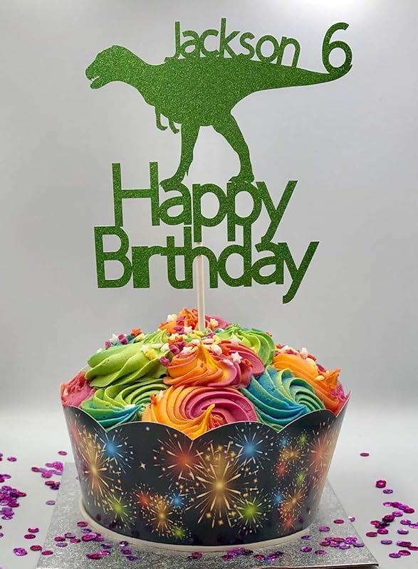Personalised Dinosaur Birthday Cake Topper Any Name Any Age Amazon.co