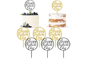 HSDSH Happy Birthday Cake Topper 12Pcs Father Birthday Decorations Cupcake Picks Gold&Black Acrylic Cake Topper Dad Party Food Decoration Happy Father‘s Birthday Party Favors Supplies