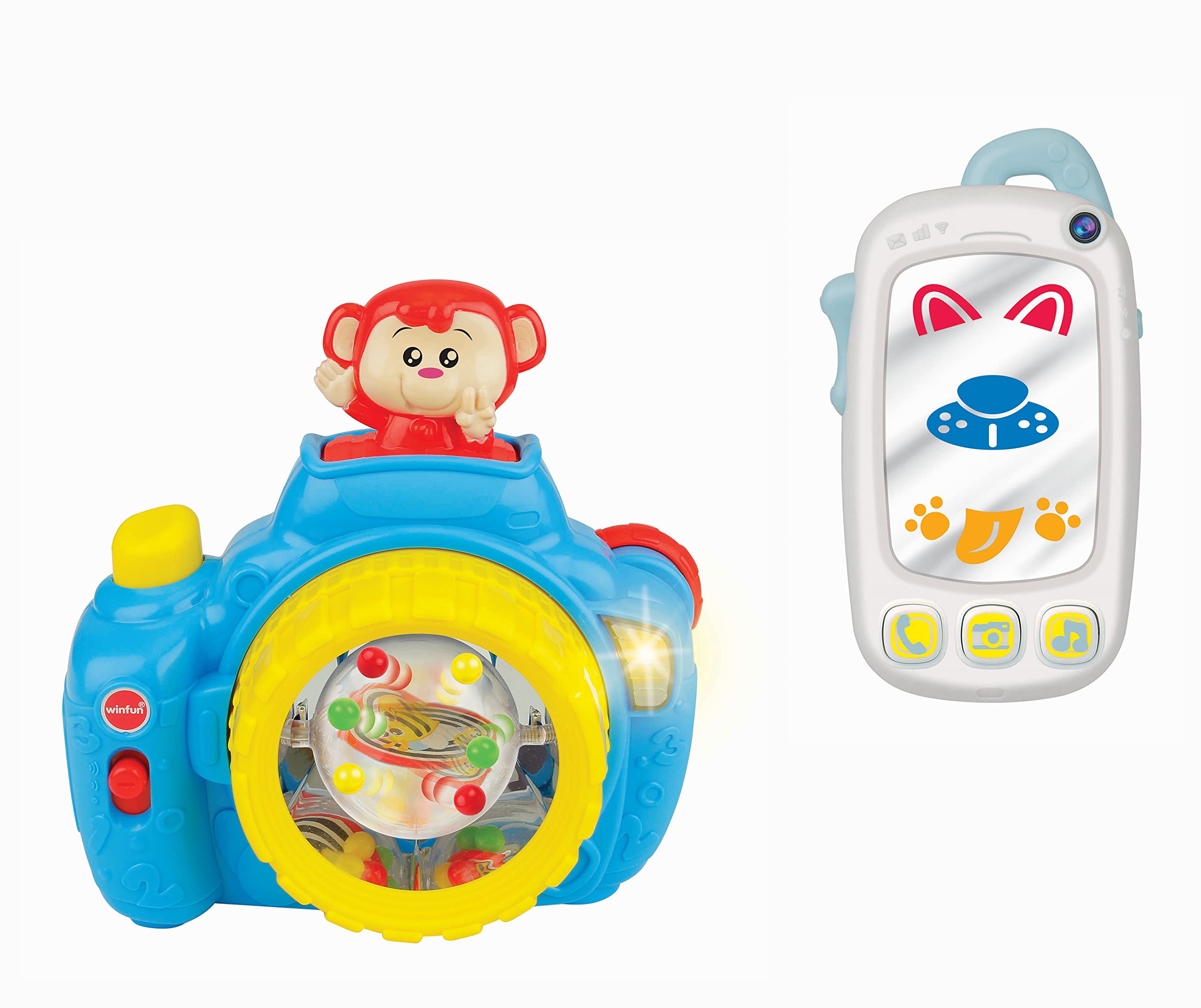 winfun My First Baby Selfie Phone & Pop Up Monkey Camera Twin Pack | Suitable For Boys And Girls 9 Months +, Multicolor, 900096