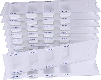 10 Medikamentendispenser für 1 Tag m. 4 Fächer, Pillenbox, Tablettenbox, Medikamentenbox