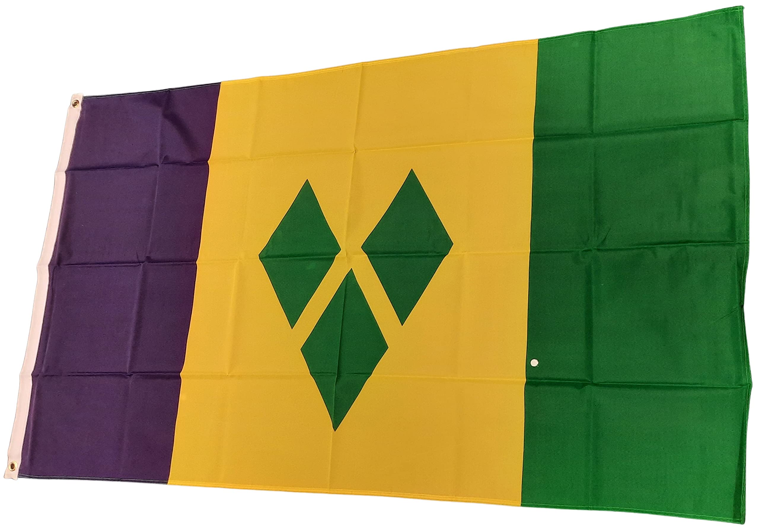 NWFlags St Vincent Flag 5ft x 3ft 75d Premium Polyester Suitable For Flagpoles | Strong Polyester 5x3 foot material Saint Vincent and the Grenadines flag with Eyelets
