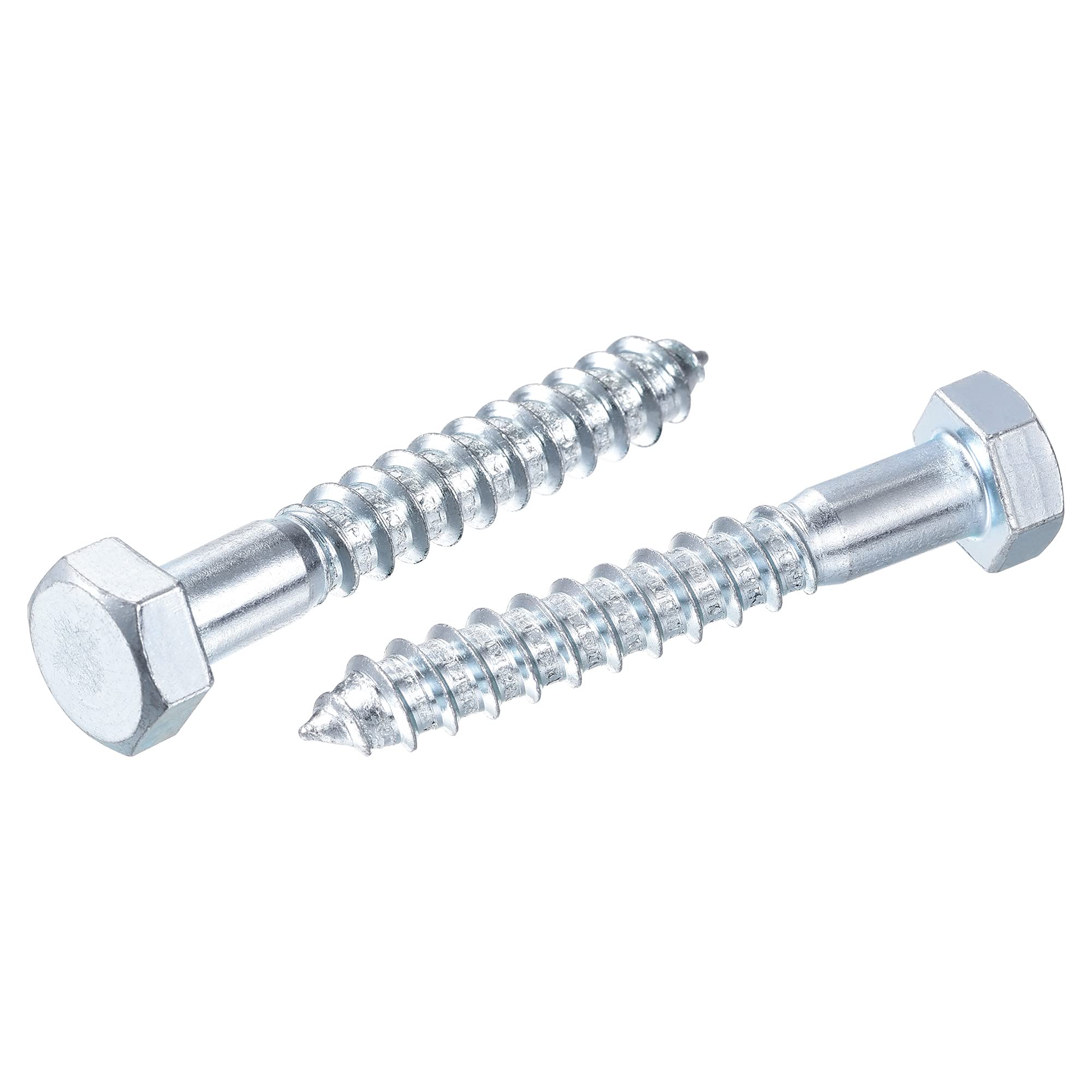 sourcing map Hex Lag Screws, M12 x 80mm Carbon Steel Zinc Plated Half Thread Self-Tapping Bolts for Wood Screw 10Pcs