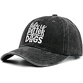 YQZUWUXE Dog Mom Gifts for Women, Embroidered Life is Better with Dogs Hat, Adjustable Cotton Baseball Cap for Dog Lovers