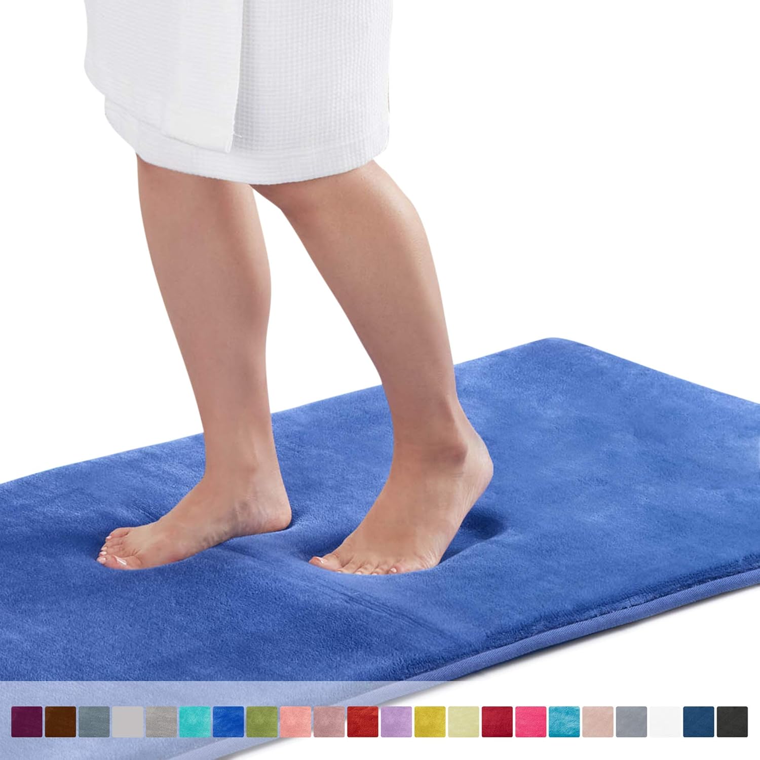 Genteele Memory Foam Bath Mat Non Slip Absorbent Super Cozy Velvet Bathroom Rug Carpet (17 inches X 24 inches, Gray): Home & Kitchen