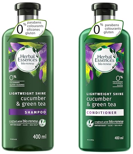 Herbal Essences Bio: Renew Cucumber And Green Tea Shampoo, 400 Ml With Herbal Essences Bio Renew Cucumber And Green Tea Conditioner, 400 Ml