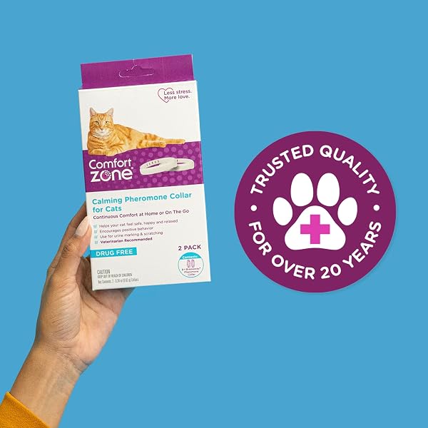 COMFORT ZONE CAT CALMING COLLAR VALUE PACK: 4 30-DAY CALMING COLLARS FOR 120 DAYS OF CALM; CAT PHEROMONES HELP ANXIETY, REDUCE STRESS, URINE MARKING, SCRATCHING; INDOOR OR OUTDOOR CATS; LONG-LASTING