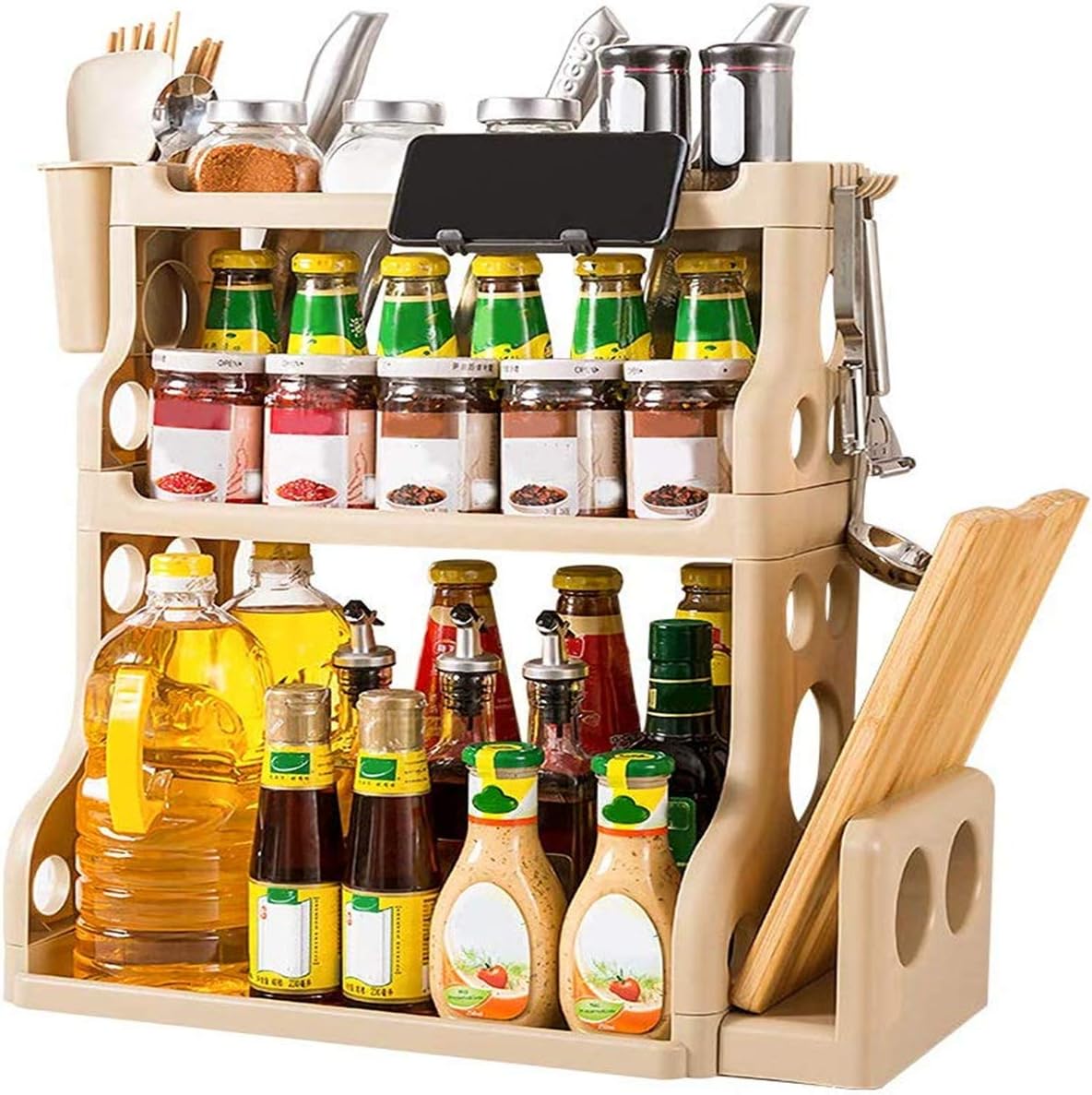Spice Herb Rack, 3-Tier Spice Holder Free Standing, Countertop Storage Organizer, Spice Bottle Jars Holder Rack, for Kitchen Bathroom