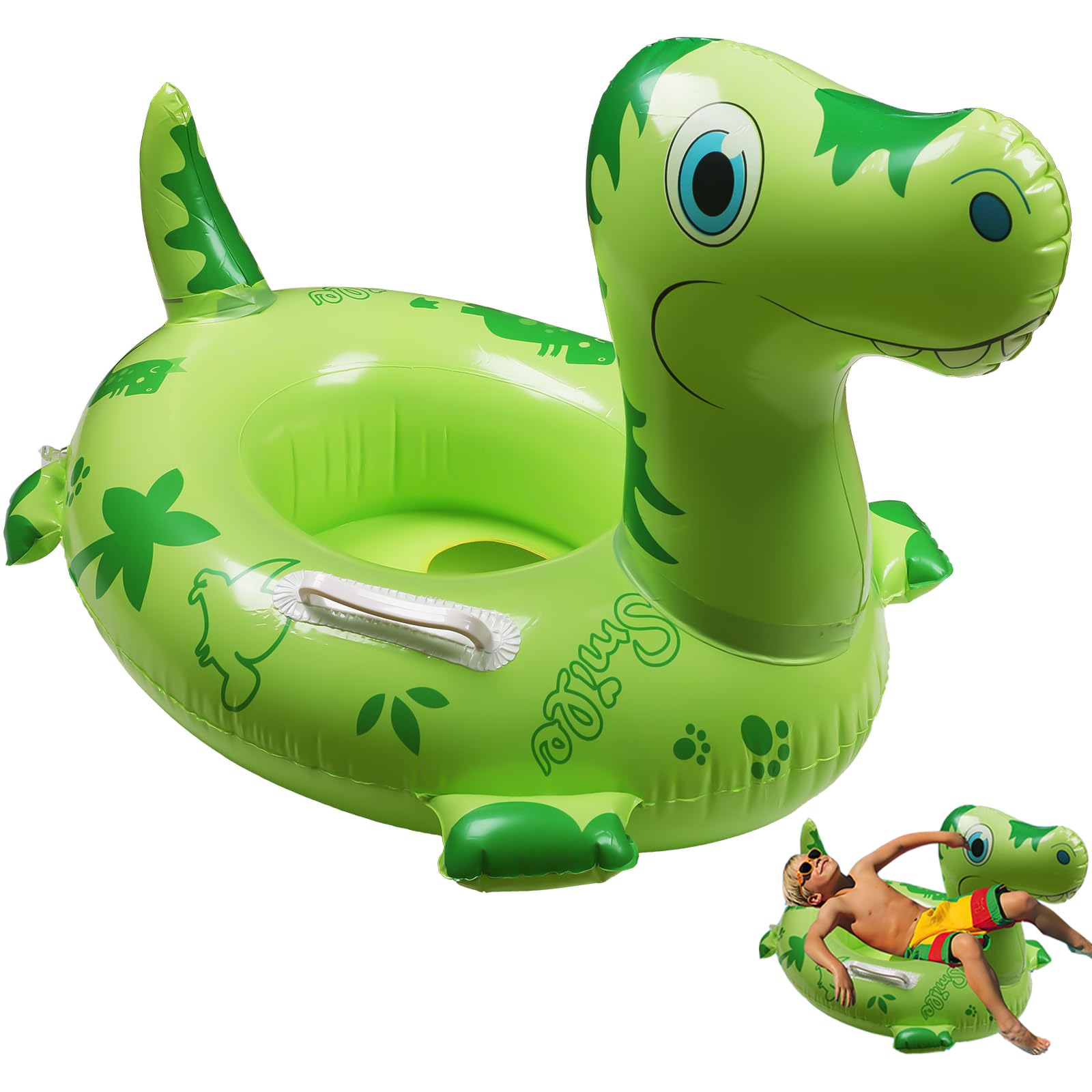 Pool Inflatables for Kids, Inflatable Pool Floats f, Dinosaur Baby Swimming Float with Sound Tails and Handle, Kids Pool Inflatables for Boys Girls Summer Beach Water Sports Toys