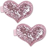 HIFANMM Pink Heart Hair Clips Valentines Day Hair Clip Pink Sequin Heart Hair Accessories for Women Girls Valentines Day Love Hair Barrettes Alligator Clips Lover Party Decor Hairpins 2pcs