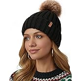 FURTALK Winter Beanie Hats for Women Fleece Lined Pom Pom Knitted Warm Beanie Caps