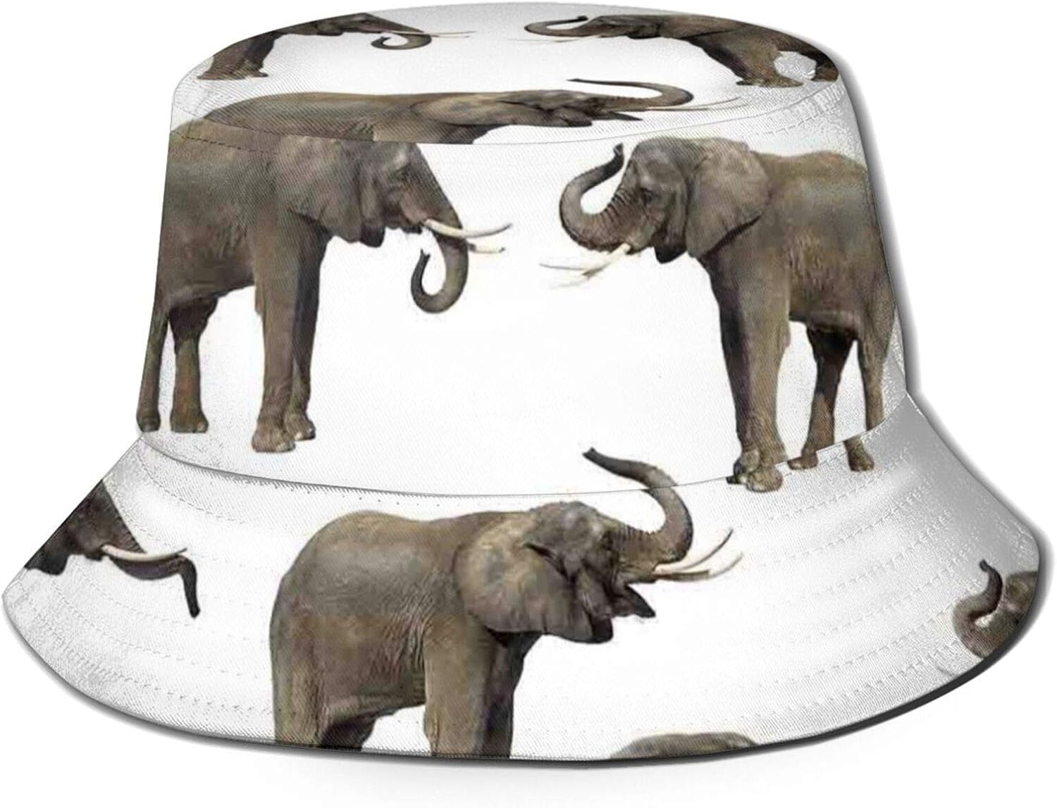 Cotton Packable Summer Travel Bucket Beach Sun Hat Group of Elephants
