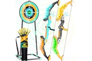 HOLIBIBE 2 Pack Kids Bow and Arrow, Light-up Achery Set for 3-12 Year Old, Indoor Outdoor Toys for Ages 5-7 8-13 Boys Girls(Green&Gold)