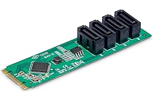 StarTech.com 4-Port M.2 to SATA Adapter Card, M.2 PCIe 3.0 to SATA HDD/SSD Expansion Card for Windows/macOS/Linux