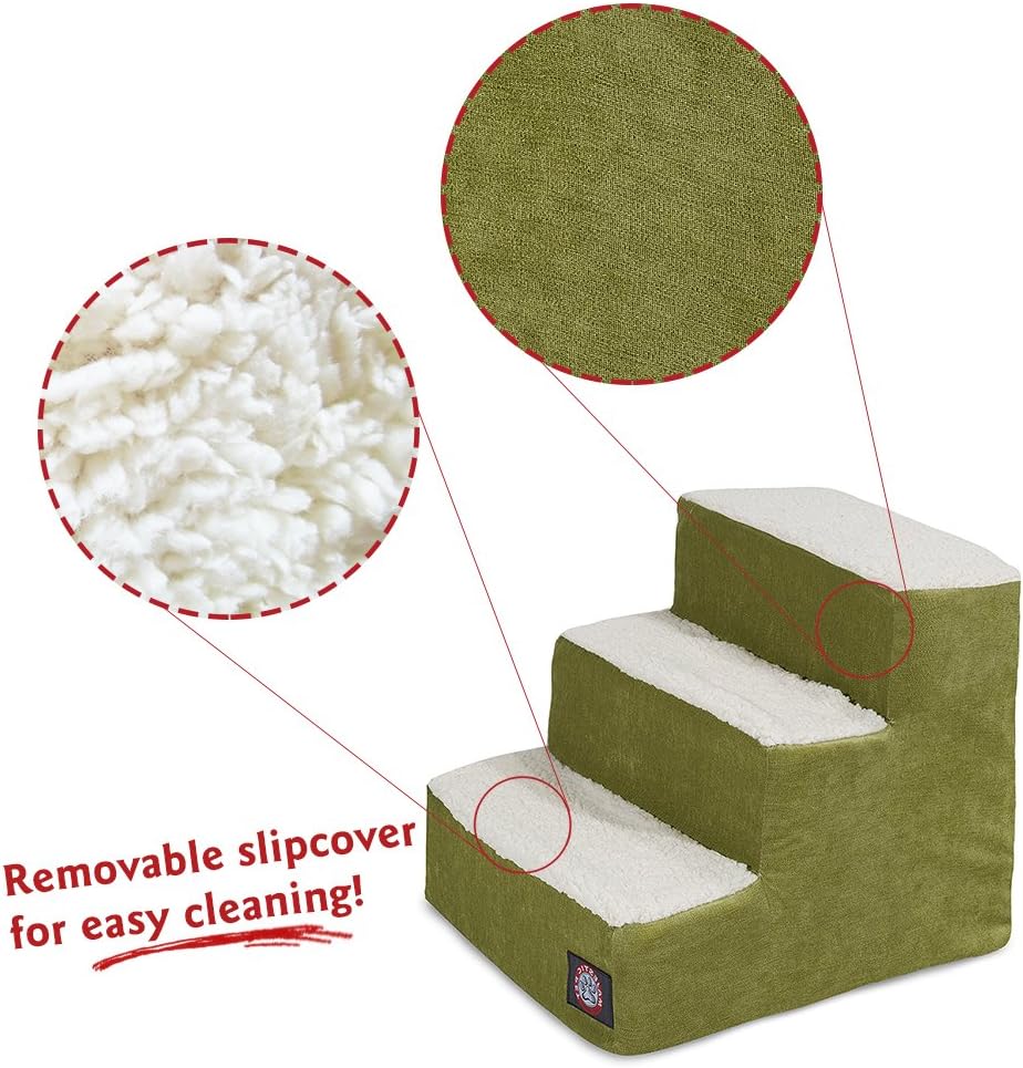 3 Step Portable Pet Stairs By Majestic Pet Products Villa Apple Steps for Cats and Dogs Green : Pet Supplies