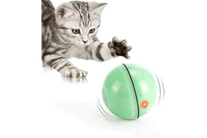 WWVVPET Interactive Cat Toys Ball with LED Light, 360 Degree Self Auto Rotating Smart Ball, USB Rechargeable Spinning Cat Ball Toy,Stimulate Hunting Instinct Kitten Funny Chaser Roller Pet Toy