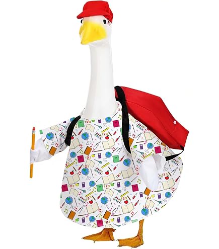 SLYNSHome Tenues de Noël pour Oie de Porche Décorations des Fêtes, Costume de Statue d'Oie de Pelouse Vêtements Chapeau pour Décoration de Patio Extérieur Cour - Rouge