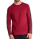 Gaiam Mens Power Long Sleeve Crewneck Raglan Top, Standard Fit, Stretch Midweight Material