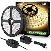 Lepro LED Strip Light, 32.8Ft Dimmable Vanity Lights, 3000K Super Bright LED Tape Lights, 420 LEDs SMD 2835, Strong 3M Adhesive, Suitable for Home, Kitchen, Under Cabinet, Bedroom, Warm White