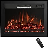 Rodalflame 27 inches Width Electric Fireplace Insert with 4 Flames Brightness &amp; 750/1500W, Remote, Overheat Protection, No Glass Face