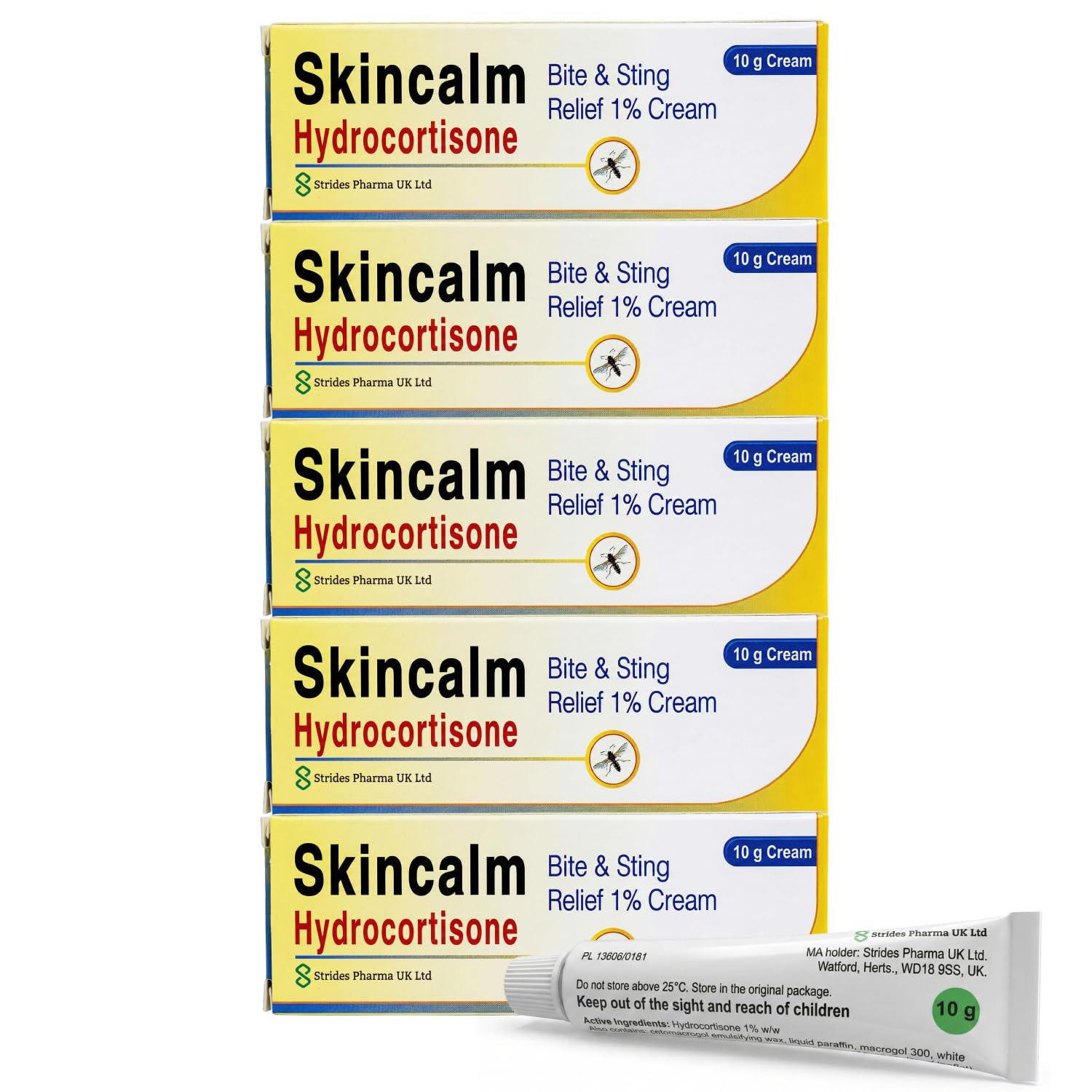 5 x Skincalm 10g Bite and Sting Relief 1% Cream