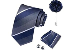 joy alice Ties Set Men Mixed Color Necktie Handkerchief Cufflinks Brooch 3.15 Formal