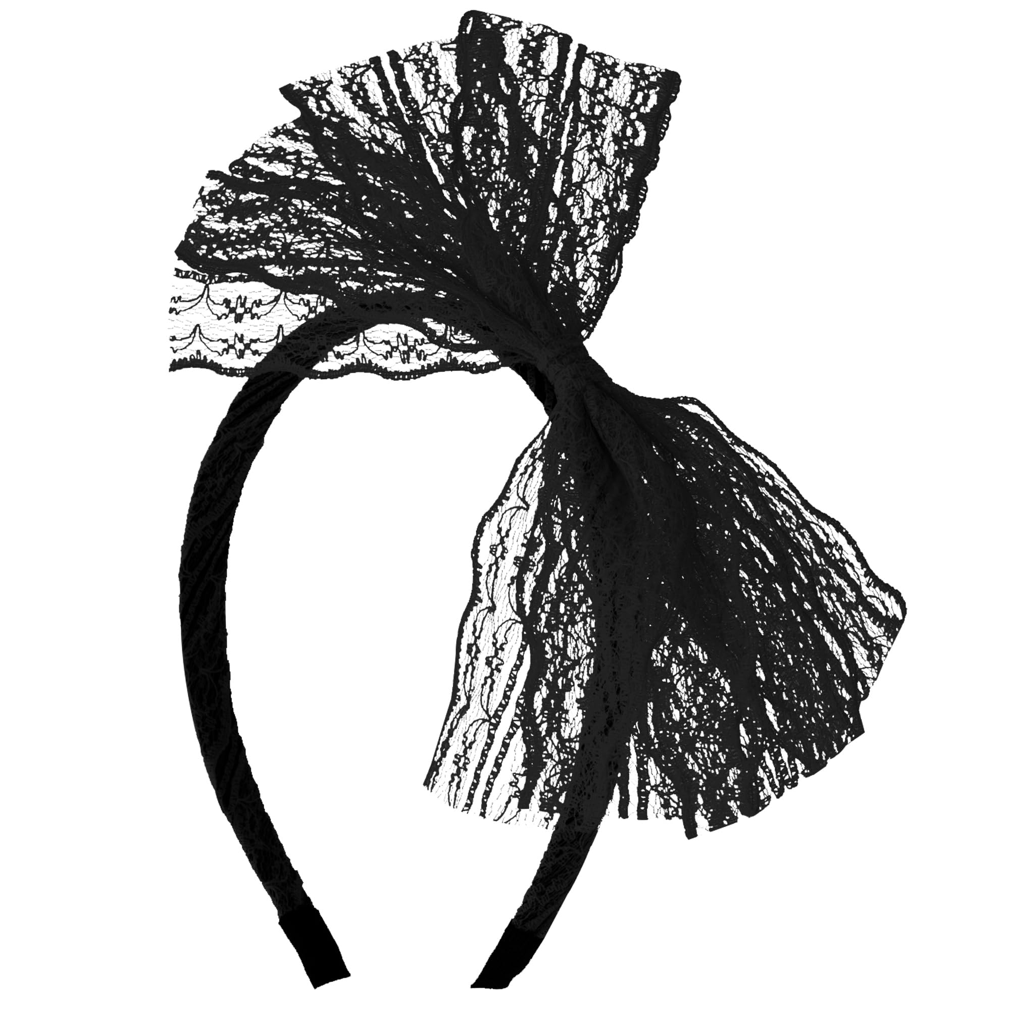 Photo 1 of SUMERSHA Women Neon Lace Bow Headband 80s Costume Headwear Lace Bow Hair Accessory for 1980s Theme Party Halloween Hair Hoop