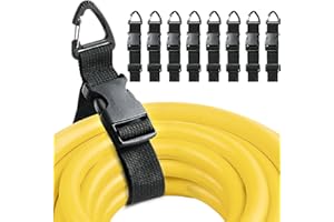 RRBXIA Heavy Duty Extension Cord Holder Organizer (8 Pack black) 17 Inch Adjustable Storage Straps with Triangle Clips Perfect for Garage Organization Workshop Storage and Men's Gadgets ﻿ ﻿