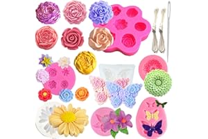 NIMOZEKD Nimzoekd 10PCS 3D Flower Butterfly Silicone Molds Flower Mold Peony Mold Rose Mold Sunflower Mold flower 7 Cavity Rose Fondant Chocolate Candy Cake Decorating Mold Resin Casting Mold DIY Gift Ornament