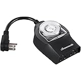 DEWENWILS Outdoor Outlet Timer Waterproof, 24-Hour Plug in Mechanical Light Timer,Heavy Duty Programmable ON/OFF Timer with 2