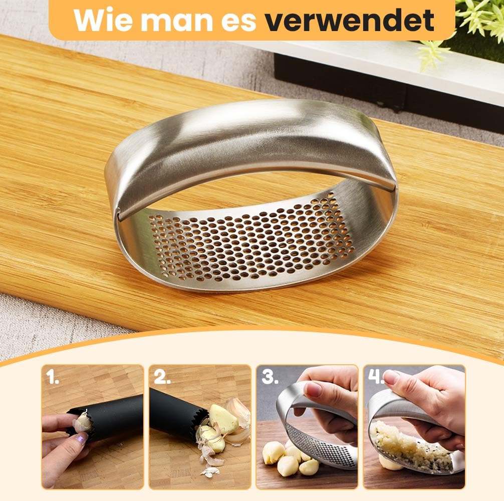 Premium Knoblauchpresse Aus Edelstahl, 2025 Neu Knoblauchwippe, Knoblauchpresse Spülmaschinenfest, Handlich & Leicht Zu Reinigen, Garlic Press Für Zerkleinert Knoblauch & Ingwer Mühelos (1) 5