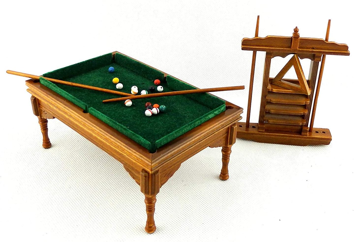 Dollhouse Miniature Walnut Pool Table Set Toys & Games