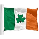 G128 Ireland Irish Shamrock Flag | 2x3 Ft | LiteWeave Pro Series Printed 150D Polyester | Indoor/Outdoor, Vibrant Colors, Brass Grommets, Thicker and More Durable Than 100D 75D Polyester