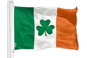 G128 Ireland Irish Shamrock Flag | 3x5 Ft | LiteWeave Pro Series Printed 150D Polyester | St. Patrick's Day Decor, Indoor/Outdoor, Vibrant Colors, Brass Grommets