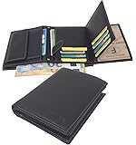 Elephant - Grand Classique Portefeuille En Cuir Noir N1328 - Grand Portefeuille Homme Pack