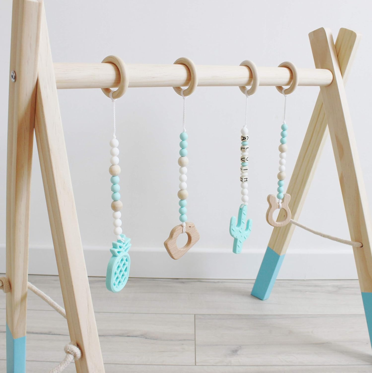 Portique Deveil En Bois Bleu Personnalise Pour Bebe Arche En Bois Produits Handmade Jouets Pour Bebe Et Tout Petits Stationeryonline Co Nz