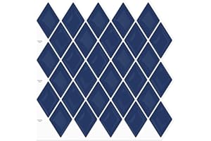 10-Sheet Peel and Stick Backsplash Blue Tile for Kitchen Accent Wall, Ist Momoreo Diamond Shape Stick On Backsplash Tile 12"x12" - Prussian Blue