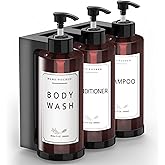 Jewaytec Plastic Soap Dispenser,Wall Mount Shower Pump,No-Drill Wall Mounted Shower Soap Dispenser,Shampoo and Conditioner Dispenser Modern Refillable Shampoo Pump Bottles for Shower Soap