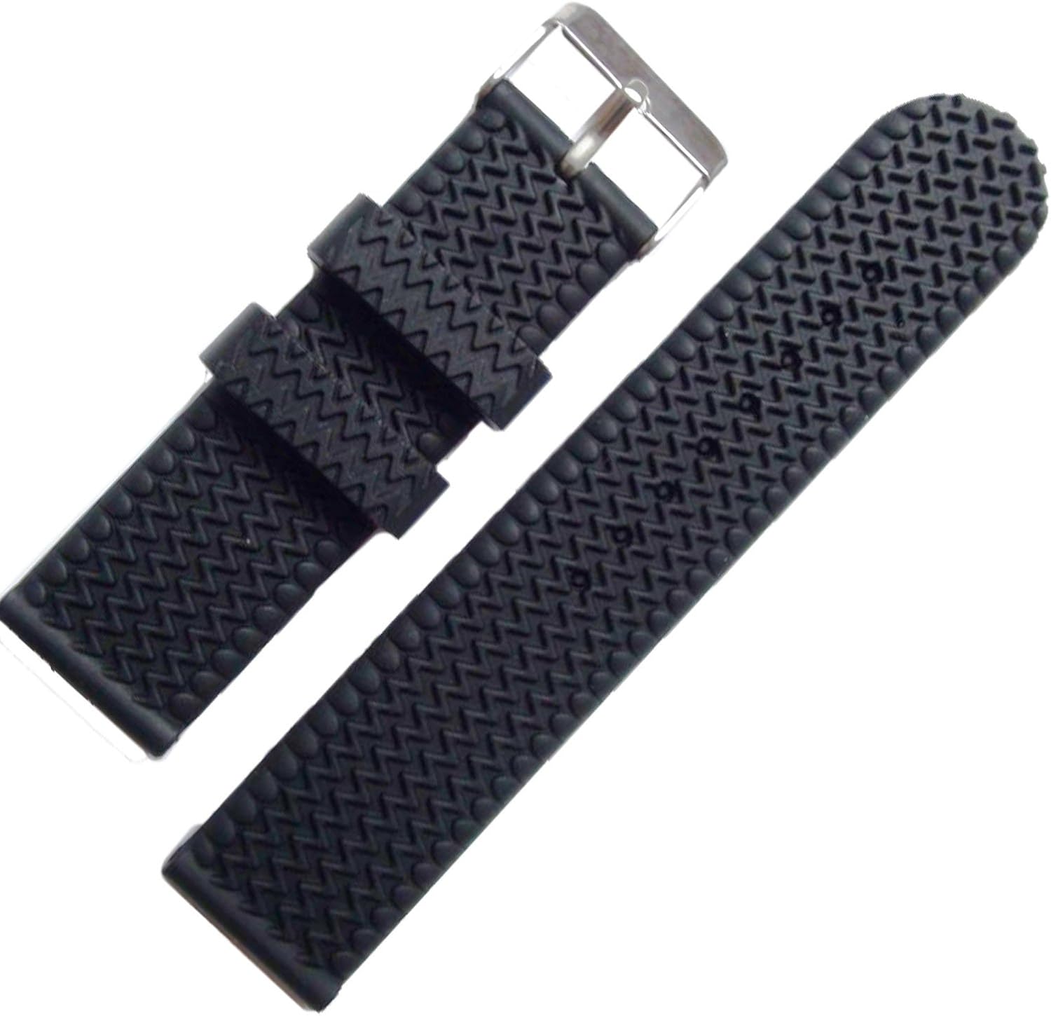 Black Rubber Watch Wristwatch Strap Band 22mm Strap Watch Tire Buckle