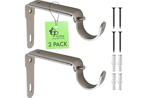 gb Home Collection Adjustable Curtain Rod Brackets, 2 Pcs, for 1" or 3/4" Rod, Heavy Duty Curtain Rod Holders, Curtain Holders, Curtain Rod Brackets, Curtain Rod Hooks for Wall, Curtain Brackets