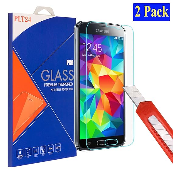 2X plt24 Ultra-Klar Glasfolie Panzerglas Schutzfolie Displayschutzglas Schutzglas Hartglas kompatibel mit Samsung Galaxy S5 /
