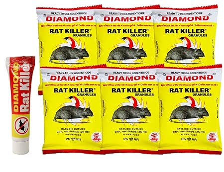 Sunshine Diamond Rat Killer Granules (50g) & Paste(15g) Poison Rodent Killer Control 50 gm (Multicolor) (300 gm)