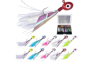 Bombite Crappie Jigs Oval Crappie Jig Heads with Hand-Tied Feather Rainbow Skin,10/20Pcs Crappie Fishing Lures Kit for Bass Crappie Trout Walleye Panfish Sunfish 1/32oz 1/16oz 1/8oz