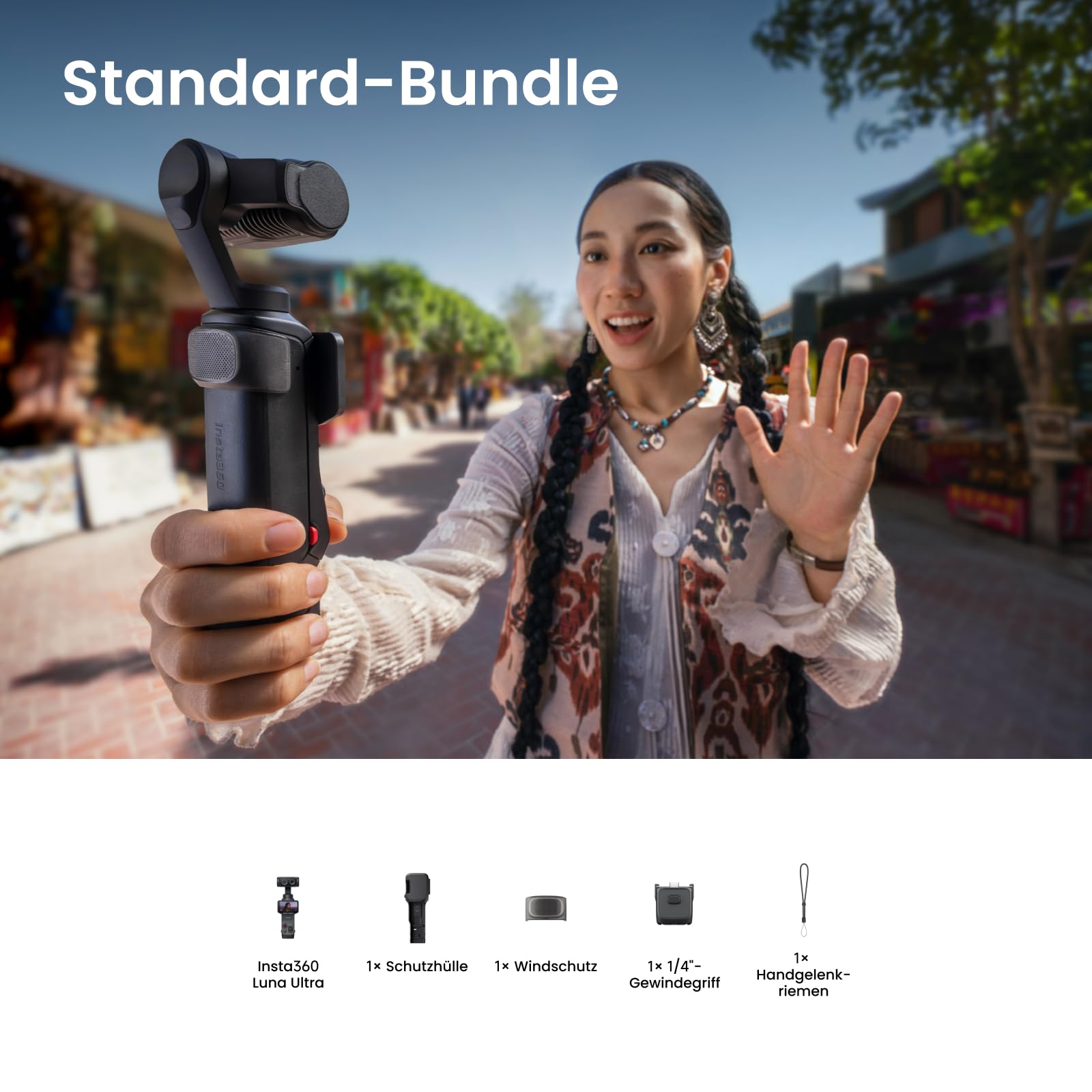 Insta360 Luna Ultra – 8K Vlogging-Kamera mit Zwei Leica Objektiven, 12× Zoom, 1"-Sensor, Abnehmbarer 2"-Touchscreen, Dreifach-KI-Chip, kompakte Gimbal-Kamera für Vlogs und Fotografie 2