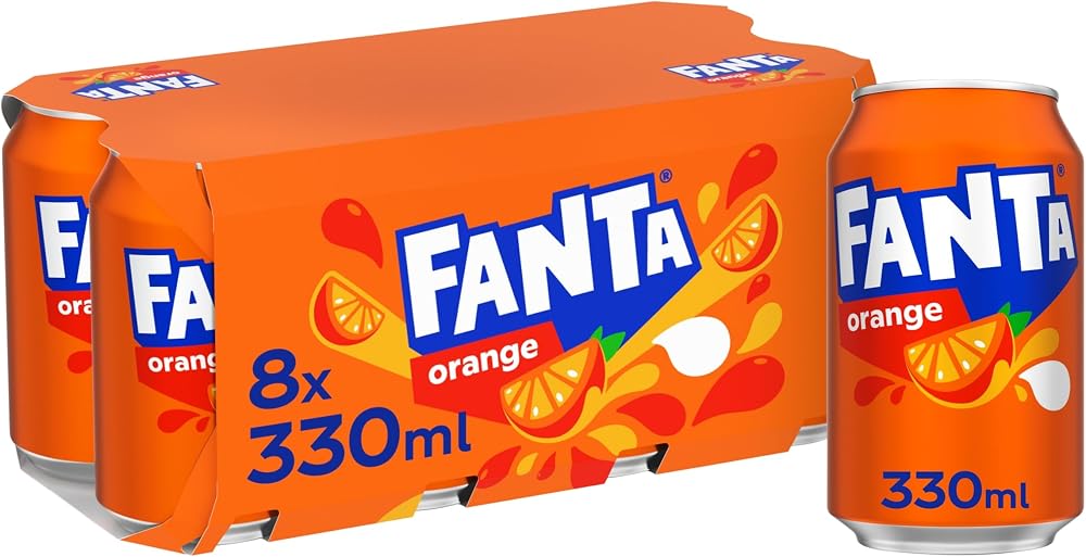 Fanta Orange Soft Drink Cans 8 x 330ml - Brand Fanta