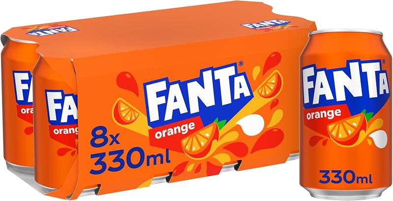 Fanta Orange Soft Drink Cans 8 x 330ml - Brand Fanta