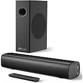 Saiyin Soundbar with 4'' Subwoofers - 70W Rounded-Edge Subwoofer & Compact Soundbar for TV, 2.1 Audio Enhanced Surround Sound System for TV, Bluetooth/Optical/AUX Connection for TV/PC