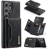SZHAIYU M2 2 in 1 Detachable Leather Phone Cases for Samsung Galaxy S25 Ultra 5G Case Wallet with Card Holder Men 6.8'' (Black)