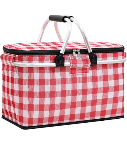 Panier De Transport Pliable 30L - Cadre Aluminium - Poignées Rembourrées - Idéal Courses Et Pique-nique